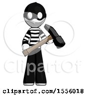 Poster, Art Print Of White Thief Man Holding Hammer Ready To Work