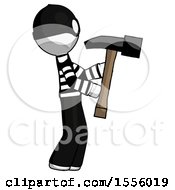 Poster, Art Print Of White Thief Man Hammering Something On The Right