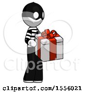 White Thief Man Giving A Present