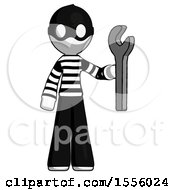Poster, Art Print Of White Thief Man Holding Wrench Ready To Repair Or Work