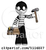 White Thief Man Holding Tools And Toolchest Ready To Work