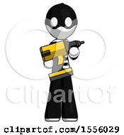 White Thief Man Holding Large Drill