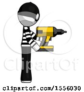 Poster, Art Print Of White Thief Man Using Drill Drilling Something On Right Side