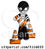 Poster, Art Print Of White Thief Man Holding A Traffic Cone
