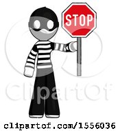 Poster, Art Print Of White Thief Man Holding Stop Sign