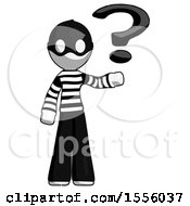 White Thief Man Holding Question Mark To Right