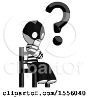 White Thief Man Question Mark Concept Sitting On Chair Thinking