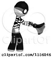 Poster, Art Print Of White Thief Man Dusting With Feather Duster Downwards