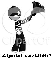 Poster, Art Print Of White Thief Man Dusting With Feather Duster Upwards