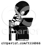 Poster, Art Print Of White Thief Man Using Laptop Computer While Sitting In Chair Angled Right