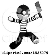 White Thief Man Psycho Running With Meat Cleaver