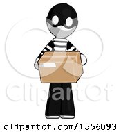 White Thief Man Holding Box Sent Or Arriving In Mail