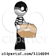 White Thief Man Holding Package To Send Or Recieve In Mail