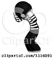 White Thief Man With Headache Or Covering Ears Turned To His Left