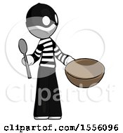 Poster, Art Print Of White Thief Man With Empty Bowl And Spoon Ready To Make Something