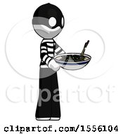 White Thief Man Holding Noodles Offering To Viewer