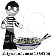 Poster, Art Print Of White Thief Man And Noodle Bowl Giant Soup Restaraunt Concept