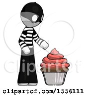 Poster, Art Print Of White Thief Man With Giant Cupcake Dessert