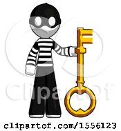 White Thief Man Holding Key Made Of Gold