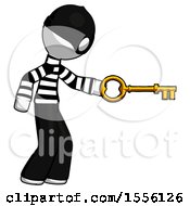 Poster, Art Print Of White Thief Man With Big Key Of Gold Opening Something