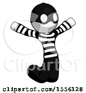 White Thief Man Jumping Or Kneeling With Gladness