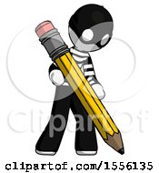 Poster, Art Print Of White Thief Man Writing With Large Pencil