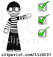 Poster, Art Print Of White Thief Man Standing By List Of Checkmarks