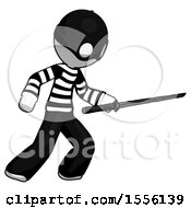 Poster, Art Print Of White Thief Man Stabbing With Ninja Sword Katana
