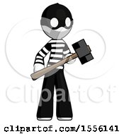 Poster, Art Print Of White Thief Man With Sledgehammer Standing Ready To Work Or Defend