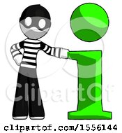 Poster, Art Print Of White Thief Man With Info Symbol Leaning Up Against It