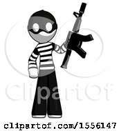 White Thief Man Holding Automatic Gun