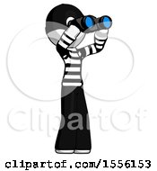 White Thief Man Looking Through Binoculars To The Right