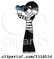 White Thief Man Looking Through Binoculars To The Left