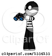 Poster, Art Print Of White Thief Man Holding Binoculars Ready To Look Left