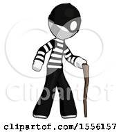 White Thief Man Walking With Hiking Stick