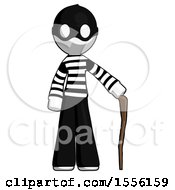 White Thief Man Standing With Hiking Stick