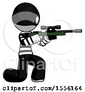 Poster, Art Print Of White Thief Man Kneeling Shooting Sniper Rifle