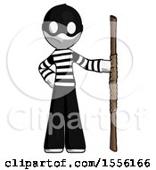 Poster, Art Print Of White Thief Man Holding Staff Or Bo Staff