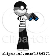 White Thief Man Holding Binoculars Ready To Look Right