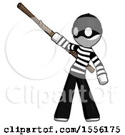 Poster, Art Print Of White Thief Man Bo Staff Pointing Up Pose