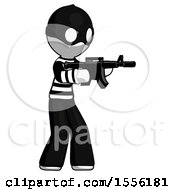 Poster, Art Print Of White Thief Man Shooting Automatic Assault Weapon