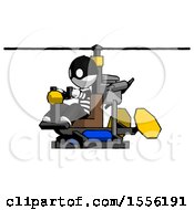 Poster, Art Print Of White Thief Man Flying In Gyrocopter Front Side Angle View