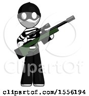 Poster, Art Print Of White Thief Man Holding Sniper Rifle Gun