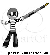 Poster, Art Print Of White Thief Man Pen Is Mightier Than The Sword Calligraphy Pose