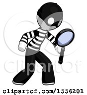 Poster, Art Print Of White Thief Man Inspecting With Large Magnifying Glass Right