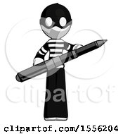 Poster, Art Print Of White Thief Man Posing Confidently With Giant Pen