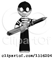 White Thief Man Posing Confidently With Giant Pen