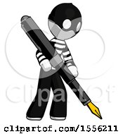 Poster, Art Print Of White Thief Man Drawing Or Writing With Large Calligraphy Pen