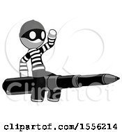 Poster, Art Print Of White Thief Man Riding A Pen Like A Giant Rocket