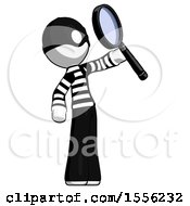 Poster, Art Print Of White Thief Man Inspecting With Large Magnifying Glass Facing Up